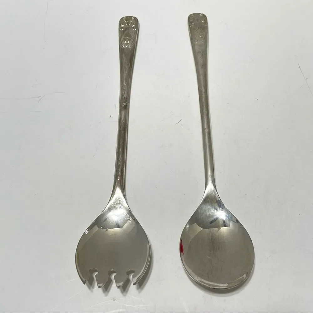 Vintage Silver Plate Salad Serving Utensils Set 9